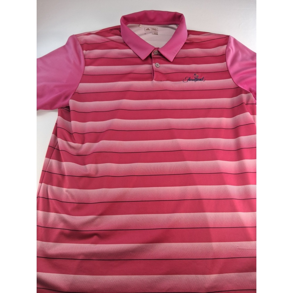 Adidas Casual Golf Polo Shirt Pink  Striped Men's Size Large